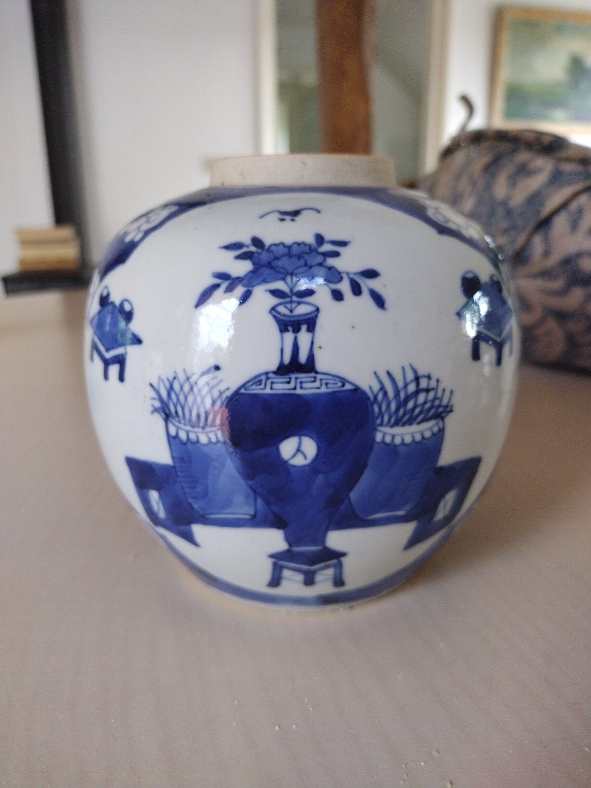 Gemberpot blauw wit porselein kangxi stijl, Ophalen of Verzenden