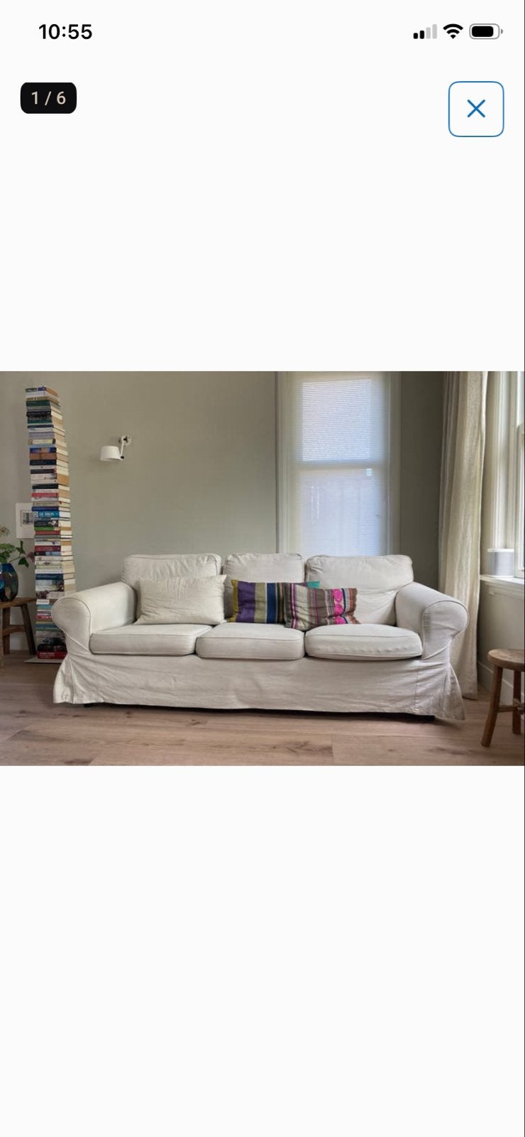 IKEA Ektorp 3-zitsbank - Crème/Wit, Huis en Inrichting, Banken | Bankstellen, Ophalen, Gebruikt, Driepersoons, 75 tot 100 cm