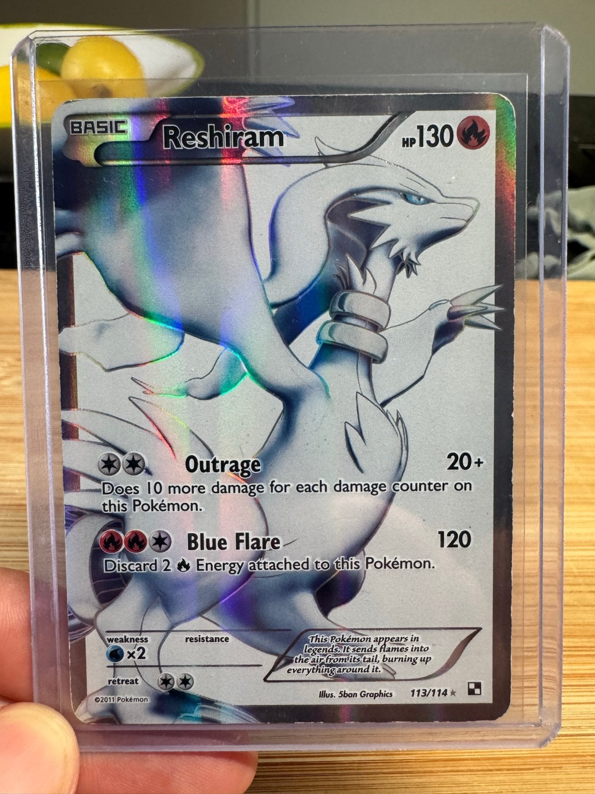 Pokémon Reshiram Full Art 113/114 Black & White, Ophalen of Verzenden, Gebruikt, Losse kaart, Foil