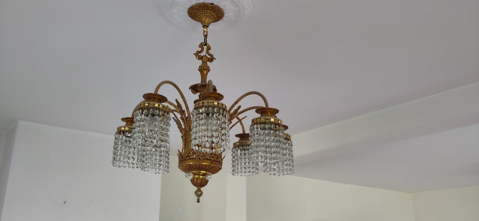 Art Deco Kroonluchter, Ophalen of Verzenden, Zo goed als nieuw, Glas, Art Deco