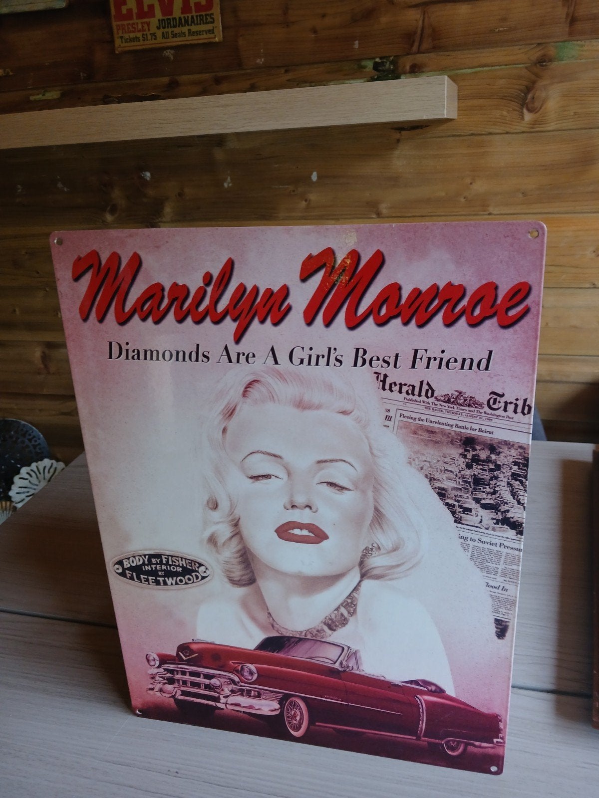 Marilyn Monroe Reclamebord Diamonds Are A Girl's Best Friend, Metaal, Gebruikt, Ophalen of Verzenden, Reclamebord