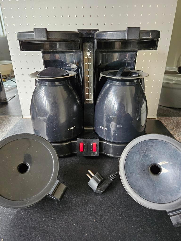 Zwart Krups duo filter koffiezetter met 2 thermokannen, Ophalen of Verzenden, 3 snelheden of meer