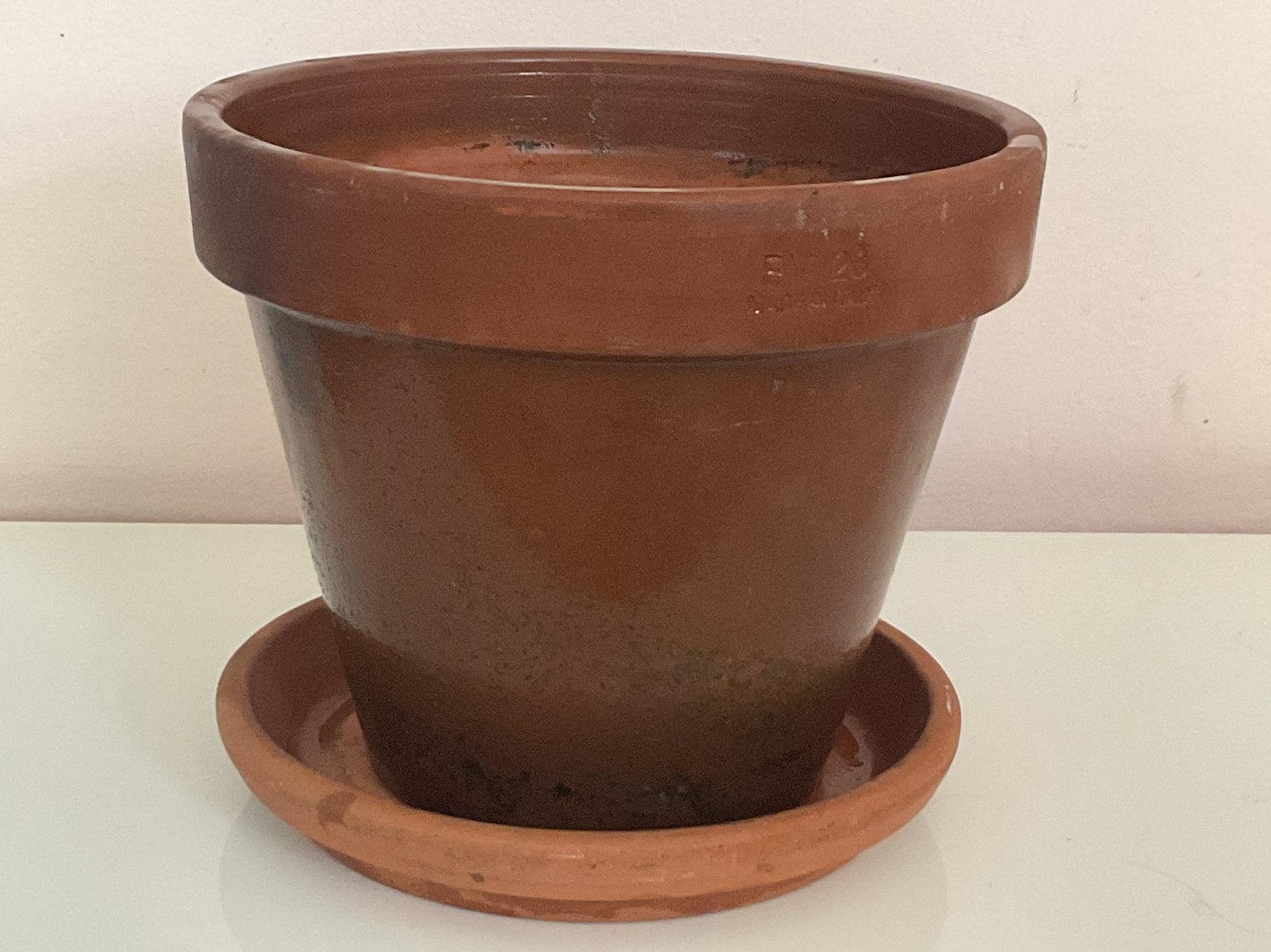 Terracotta bloempot Made in Italy (echtheid), Ophalen, Rond, Zo goed als nieuw, Aardewerk