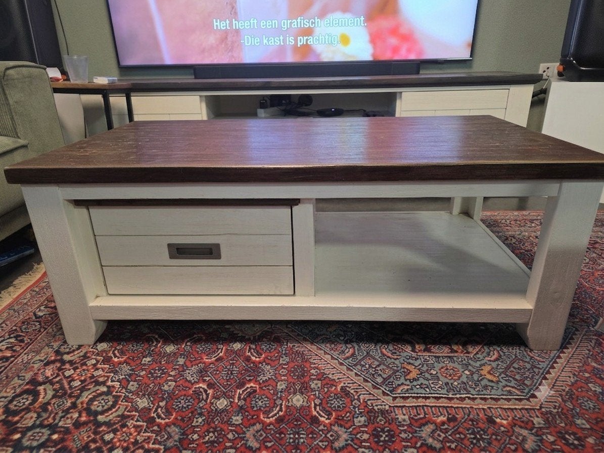 Henders & Hazel Velasco Salontafel - Wit Landelijk, Gebruikt, 50 tot 100 cm, 100 tot 150 cm, Ophalen of Verzenden