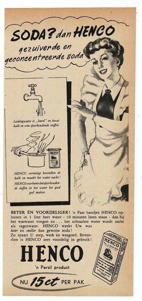 Beter en voordeliger! HENCO beter dan gewone soda 1950, Verzamelen, Verzenden, Zo goed als nieuw, Overige typen