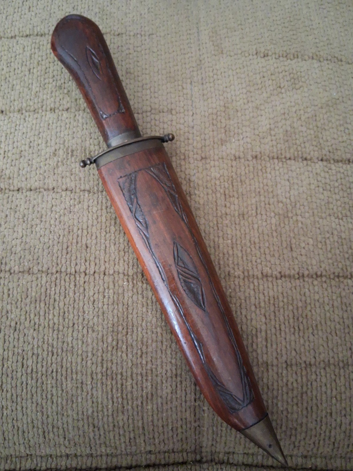 Decoratieve dolk uit India met houten schede, 34 cm, Hout, India, Ophalen of Verzenden, Handgemaakt