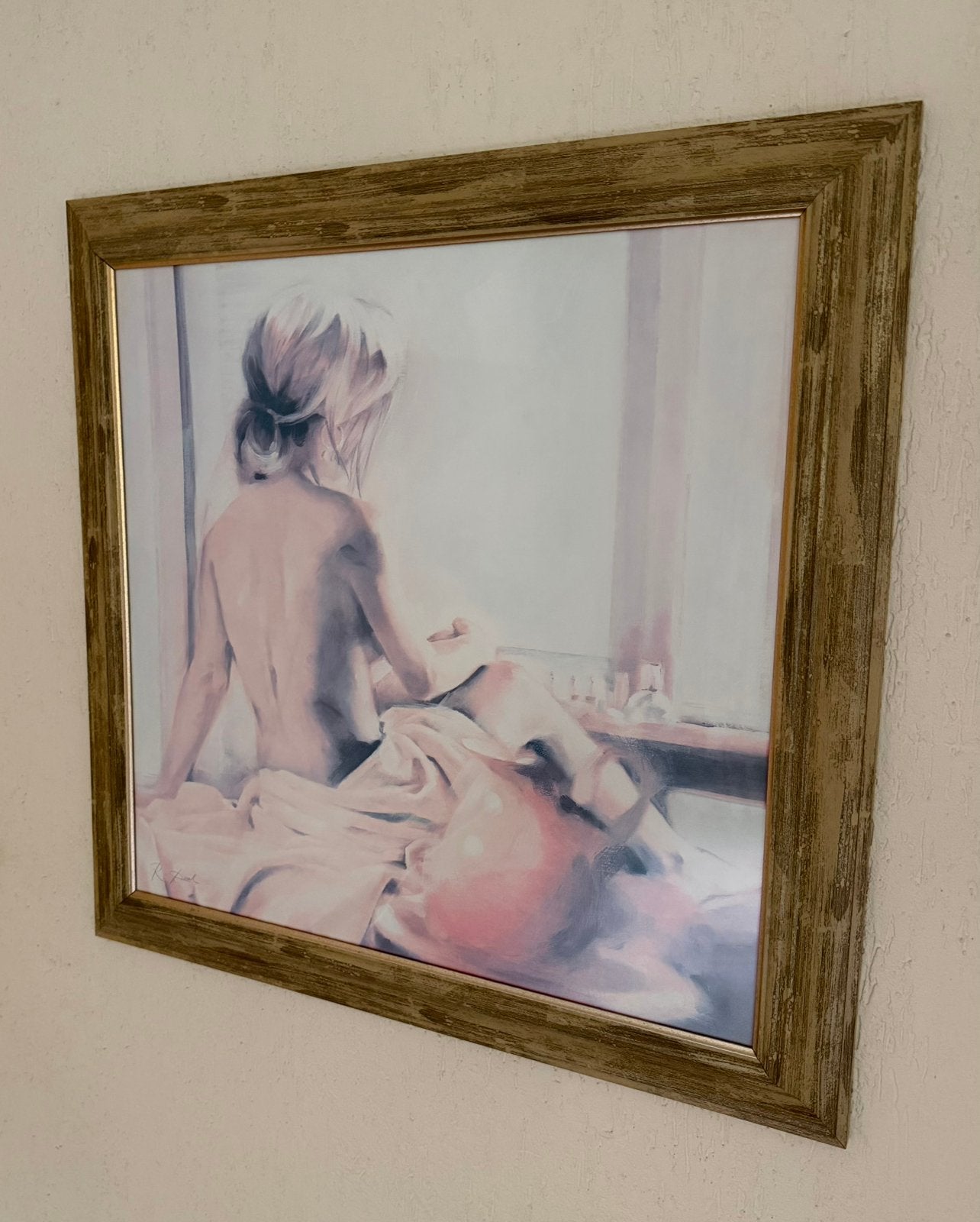 Schilderij met houten lijst en glasplaat, Ophalen, Zo goed als nieuw, 75 tot 100 cm, 75 – 100