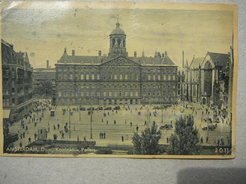 Amsterdam. Dam Koninklijk Paleis 1944, Ophalen of Verzenden, 1920 tot 1940, Gelopen, Noord-Holland