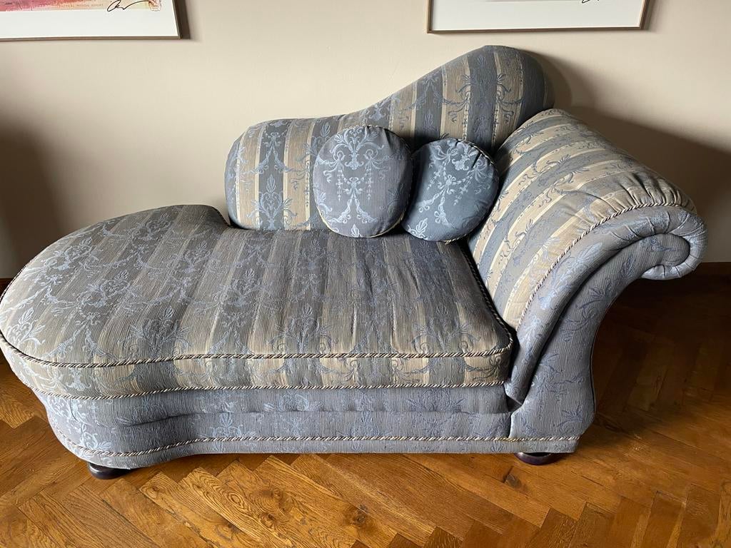 Engelse chaise longue bank grijs blauw, Ophalen, Gebruikt, Eenpersoons, Klassiek