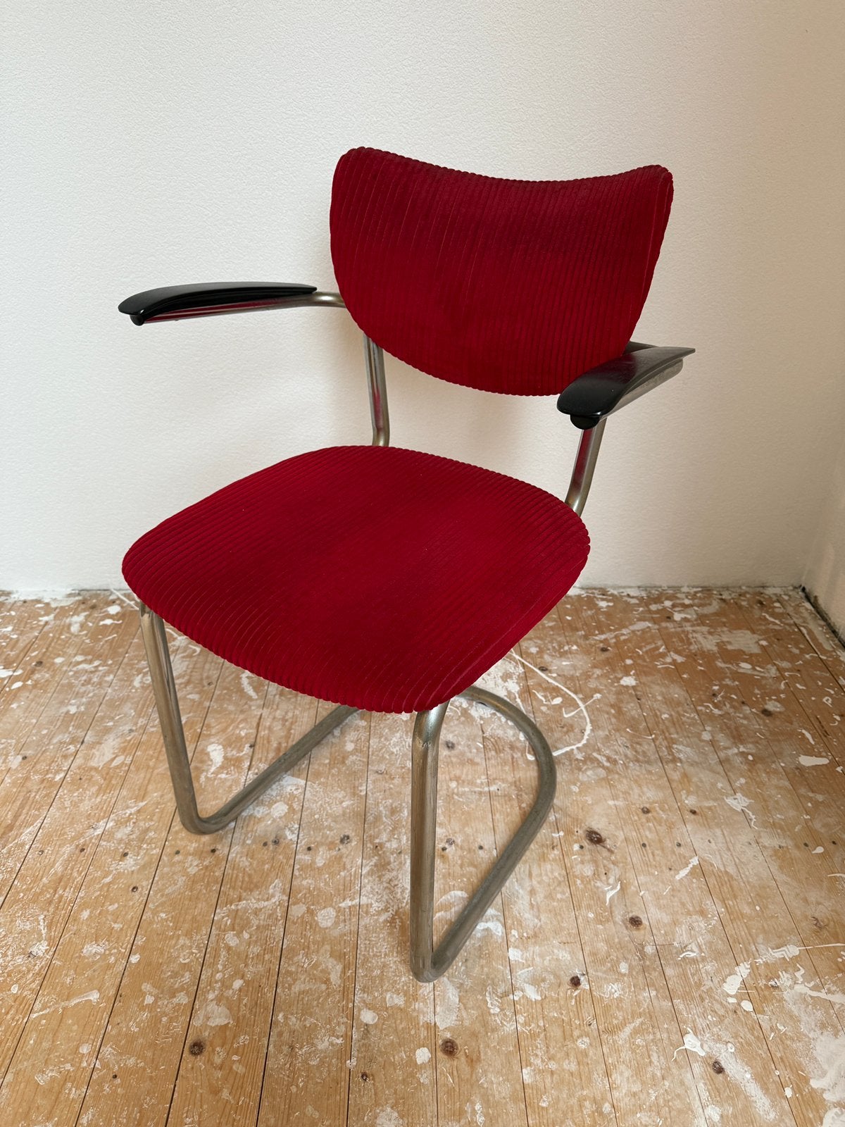 Dutch originals design stoel in ribfluweel, Ophalen, Gebruikt, Rood, Eén