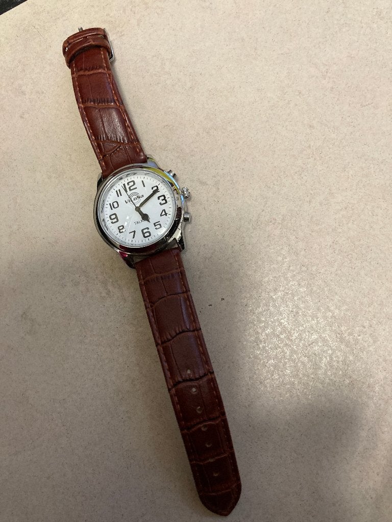 Engels Sprekend Horloge - Vilosa (dames en heren), Ophalen of Verzenden, Zo goed als nieuw, Leer, Overige merken