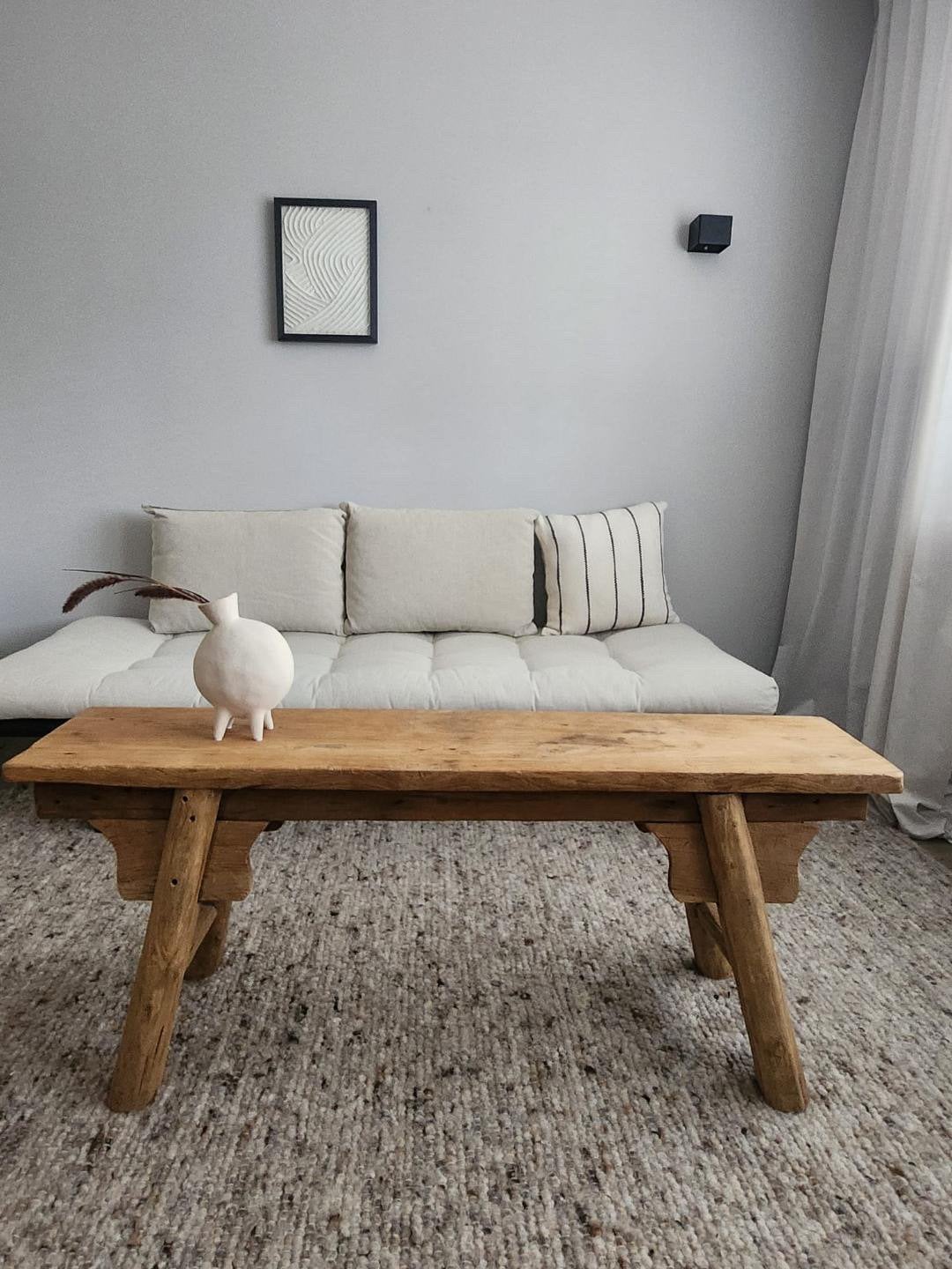 Mooi oud houten bankje - 120x26x48 cm, Antiek en Kunst, Antiek | Meubels | Stoelen en Banken, Ophalen