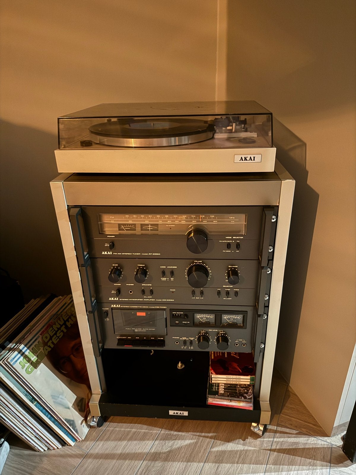 Akai Vintage Stereo Set met pickup en Cassettedeck, Gebruikt, Cassettedeck, Akai, Losse componenten
