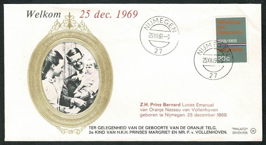 Royalty : Geboorte Prins Bernard Lucas Emanuel - 1969, Ophalen of Verzenden, Nederland, Kaart, Foto of Prent
