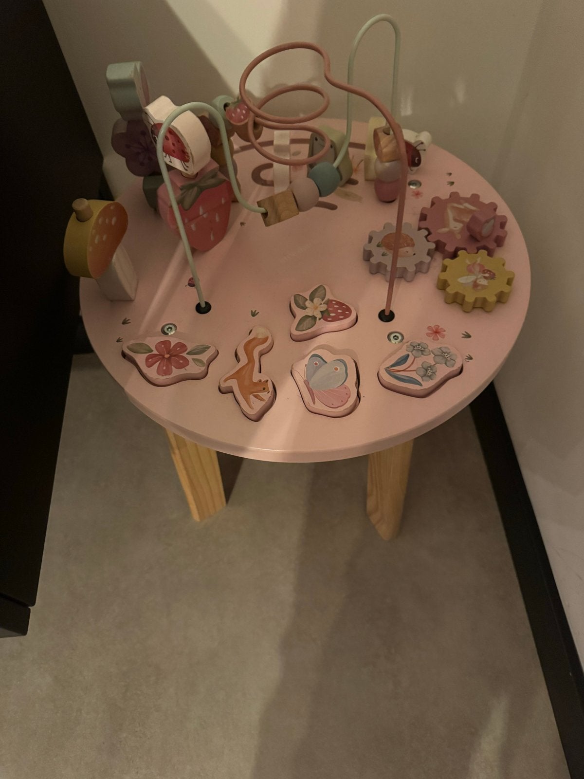 Houten Baby Speeltafel met Kralen en Vormen, Ophalen, Zo goed als nieuw, Overige typen