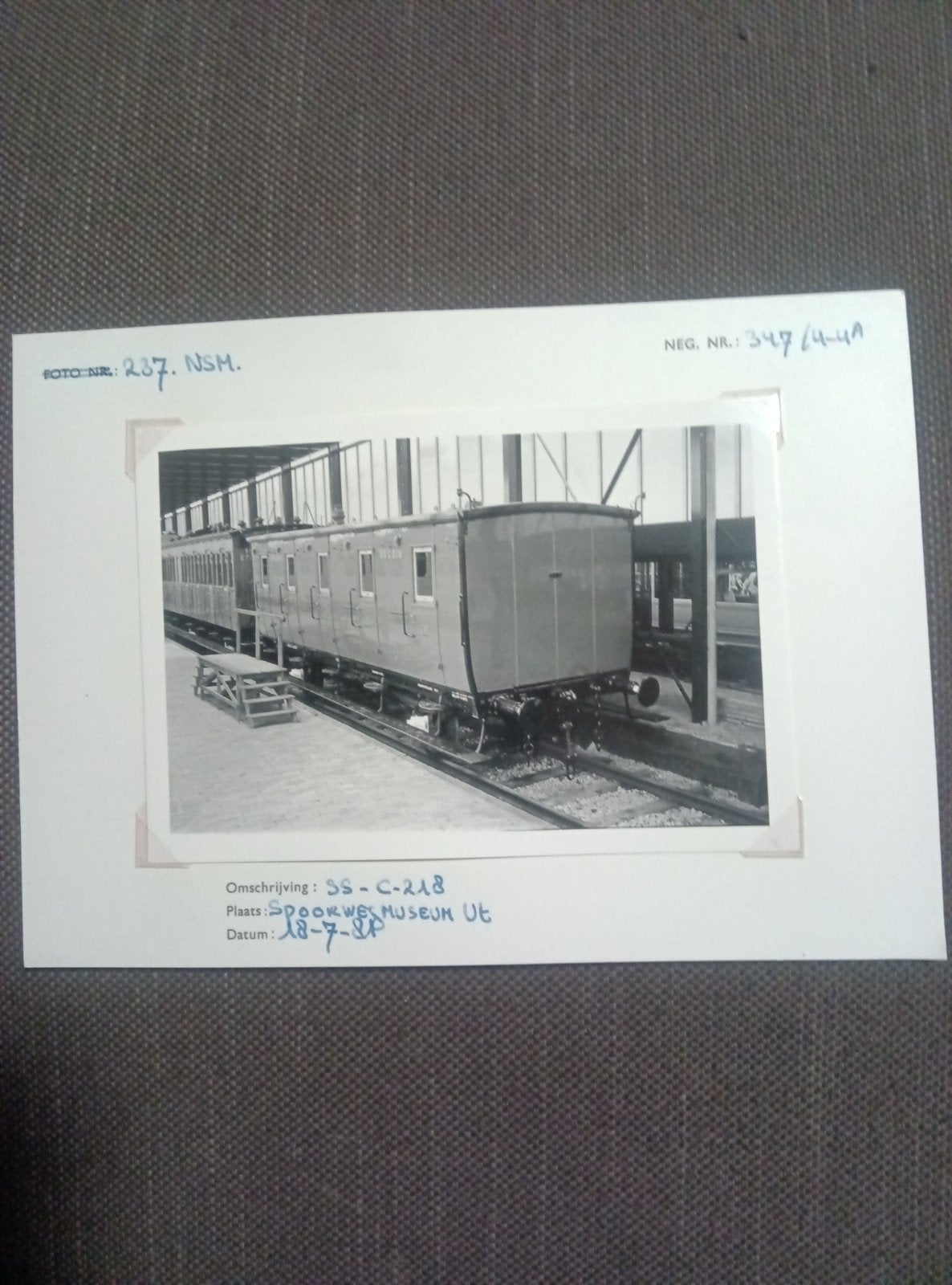 Historische foto: SS-C-218 Spoorwegmuseum Utrecht, Ophalen of Verzenden, Zo goed als nieuw, Trein, Kaart of Prent