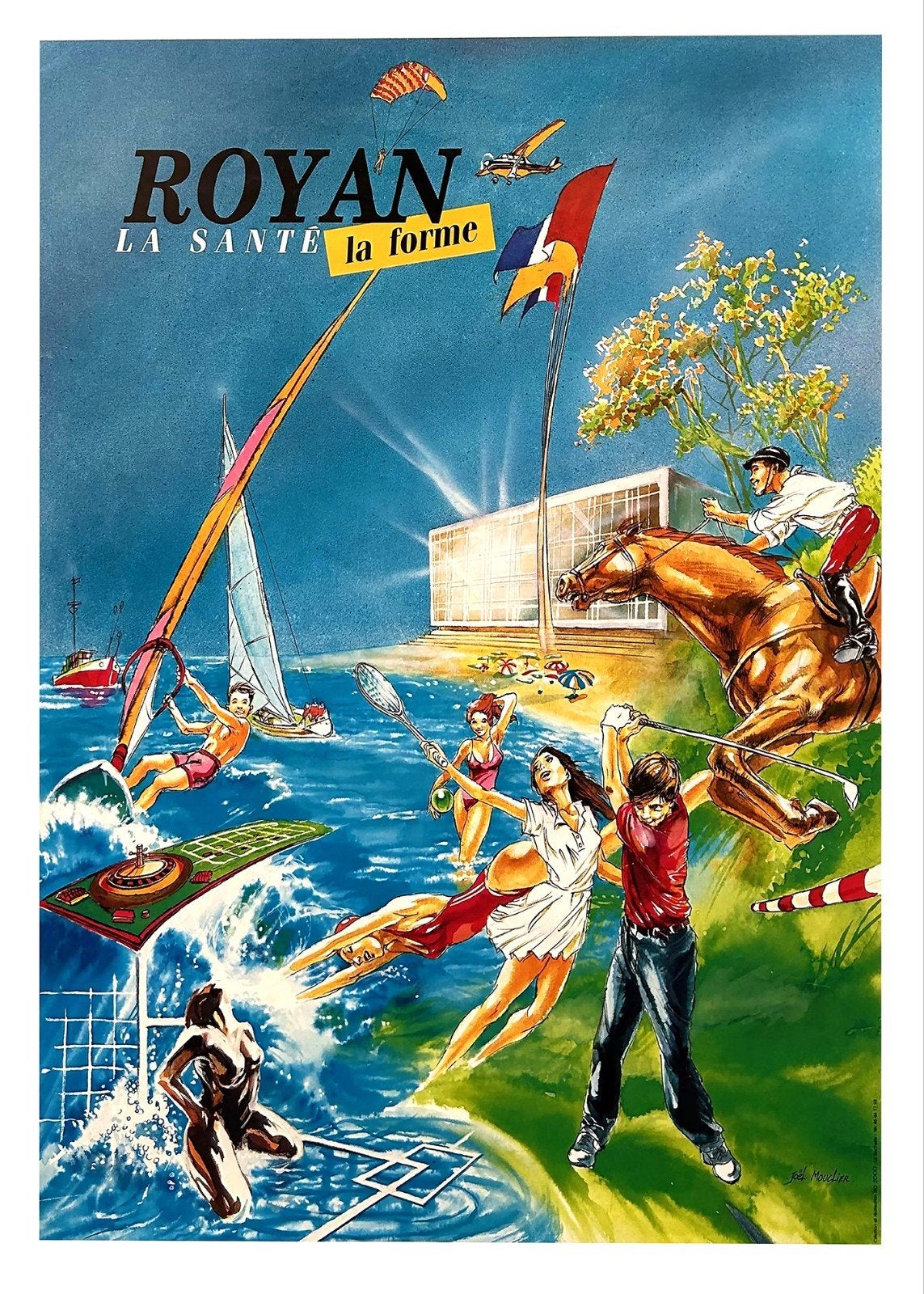 Vintage Royan Poster: La Santé, La Forme - Sport & Strand, Rechthoekig Staand, Ophalen of Verzenden, Zo goed als nieuw, Sport