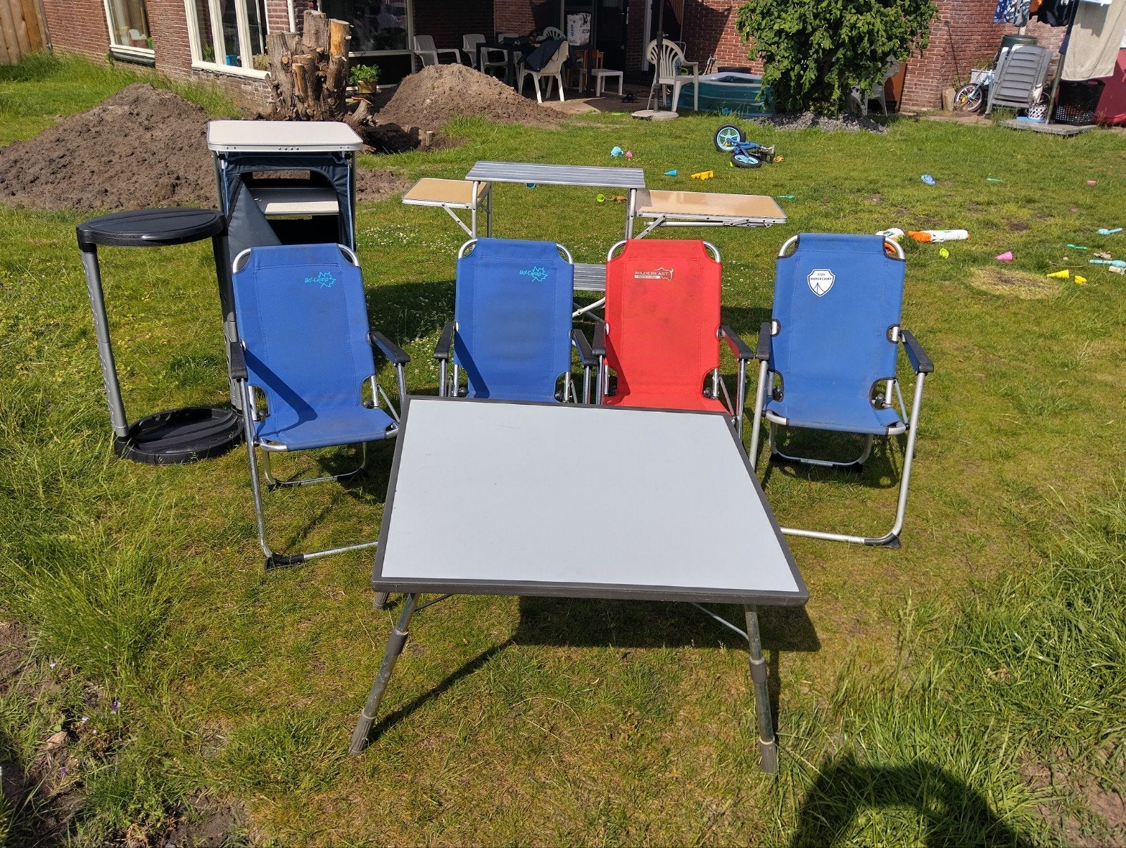 Complete Campingset: Tafel, Stoelen en Kast, Caravans en Kamperen, Kampeermeubelen, Ophalen, Gebruikt, Campingkast
