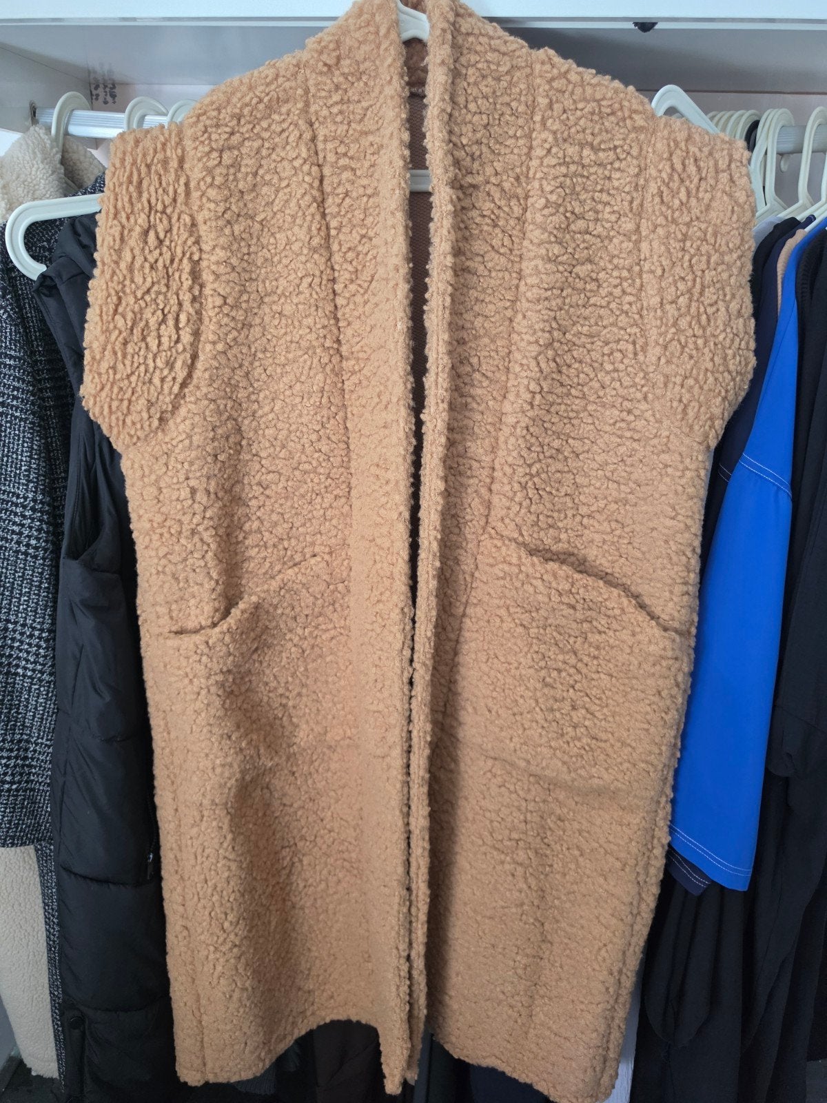 Donker camel teddy body warmer ., Kleding | Dames, Bodywarmers, Ophalen, Zo goed als nieuw, Maat 46/48 (XL) of groter, Bruin