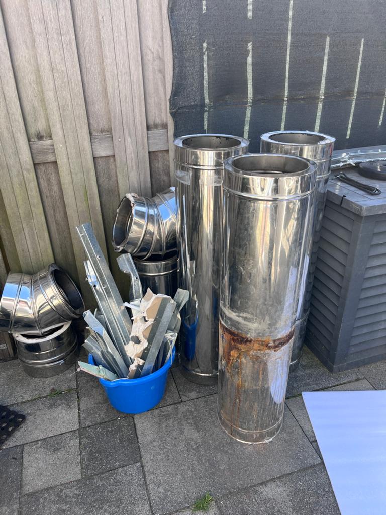 Kachelpijp RVS dubbelwandig, Ophalen, Gebruikt, 4 tot 6 meter, Rvs