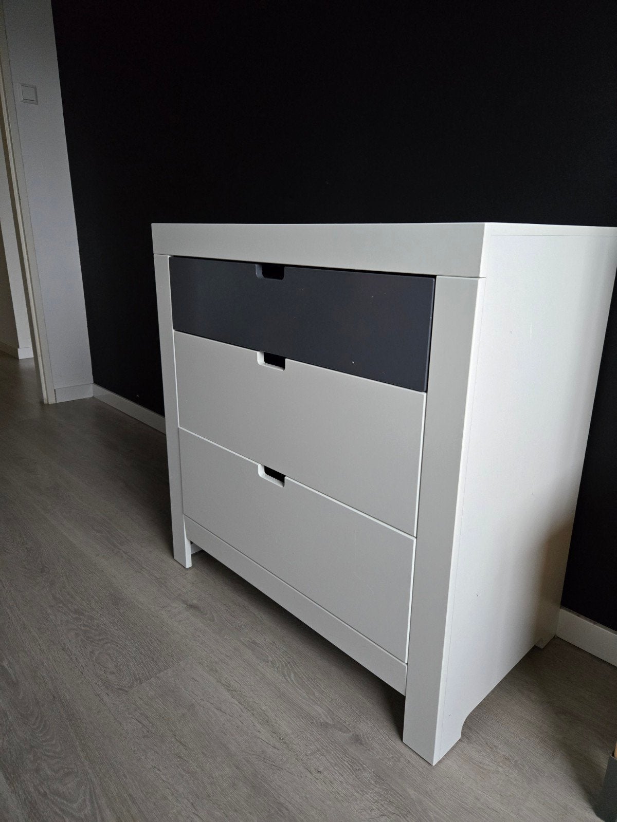 Commode met 3 laden - Wit/Grijs, 3 of 4 laden, Ophalen, 50 tot 75 cm, Minder dan 100 cm