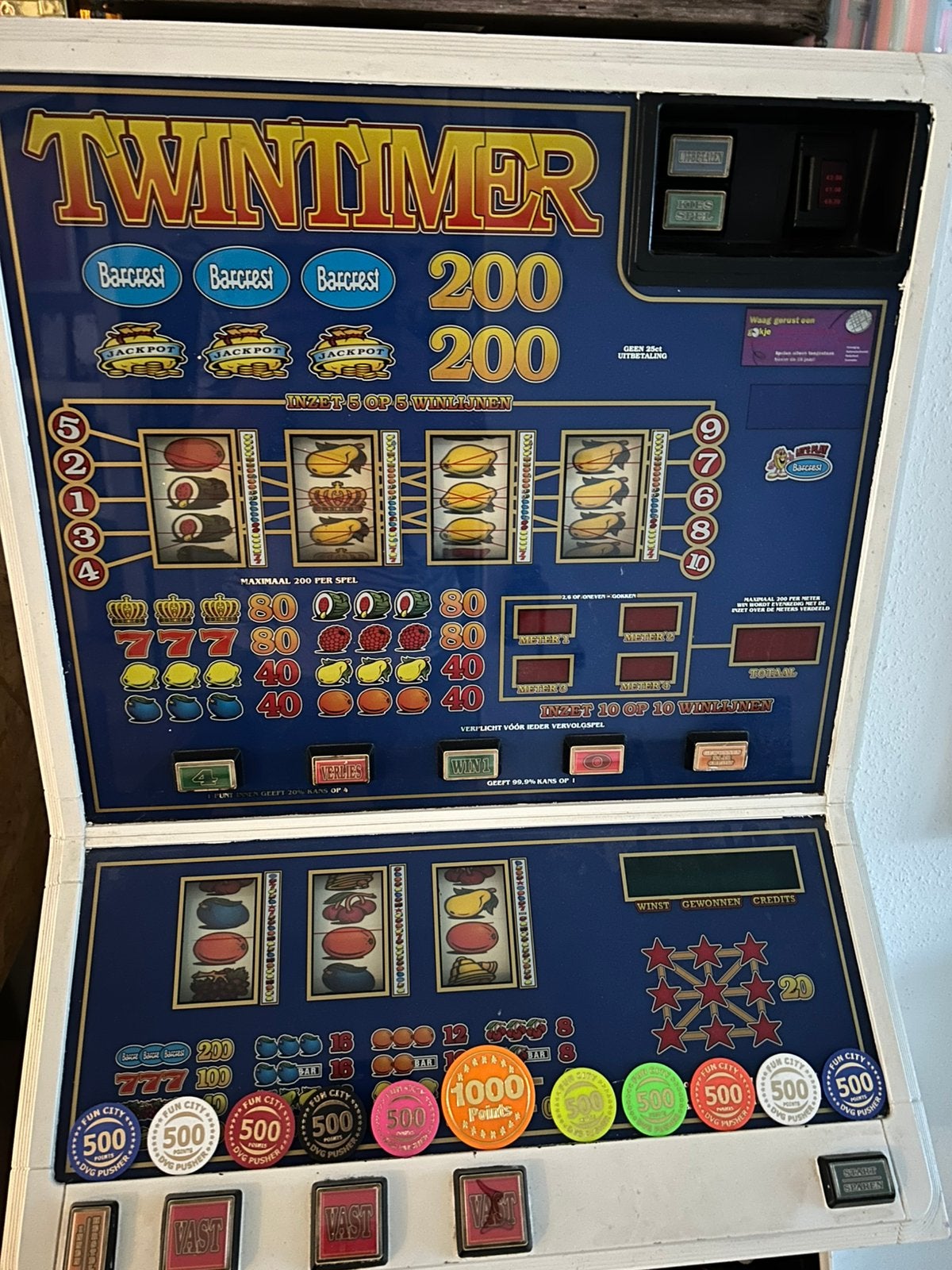 Twintimer gokkast, Euro, Ophalen, Gebruikt