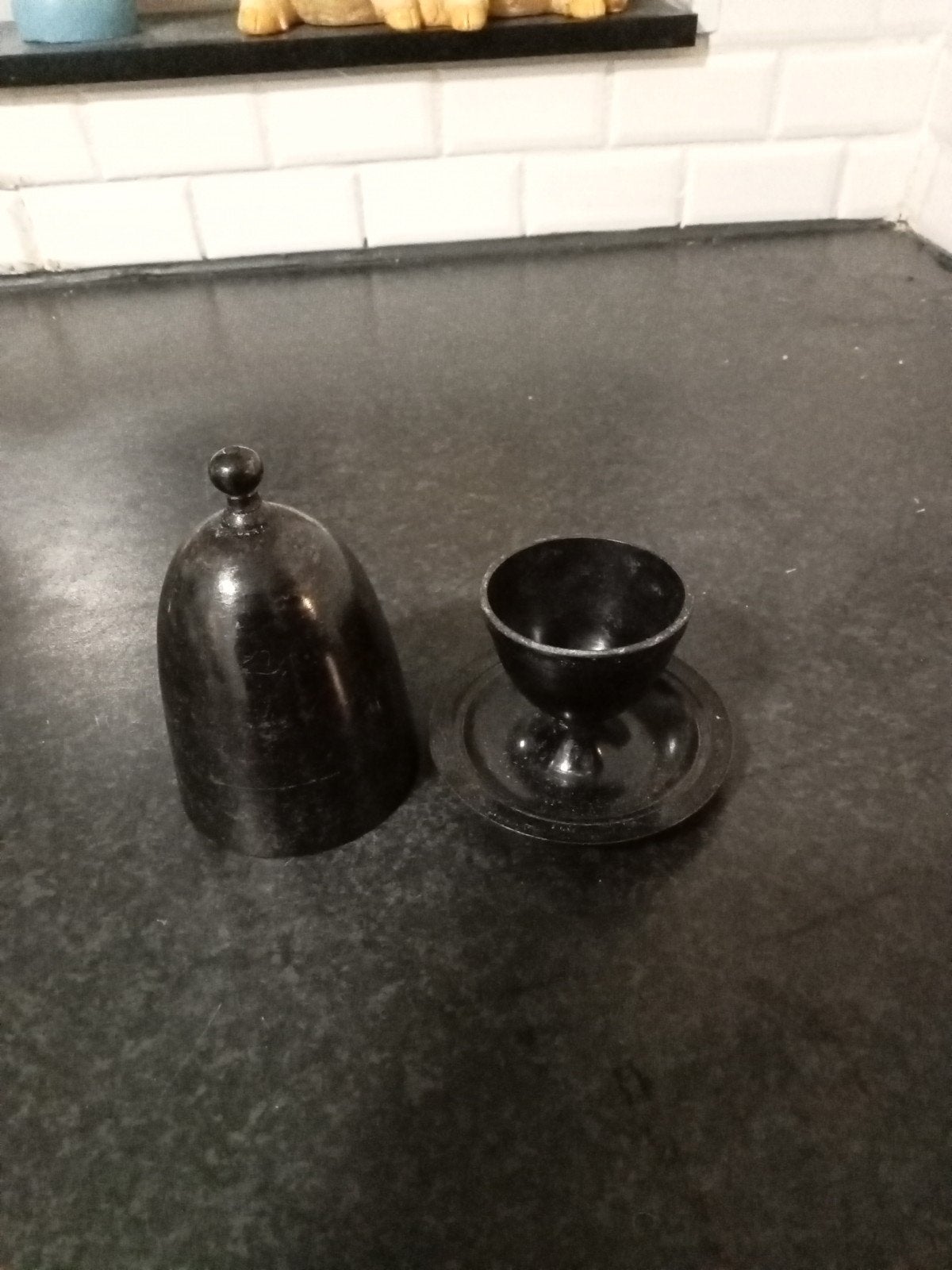 Vintage eierdopje met deksel, Ophalen of Verzenden
