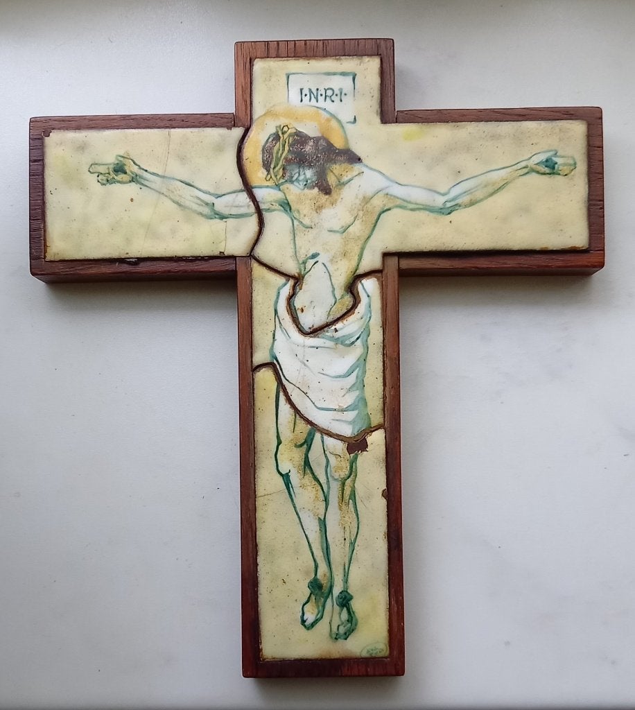 geëmailleerde metalen kruis kruis - metaal, emaille '40, Verzenden, Gebruikt, Overige typen
