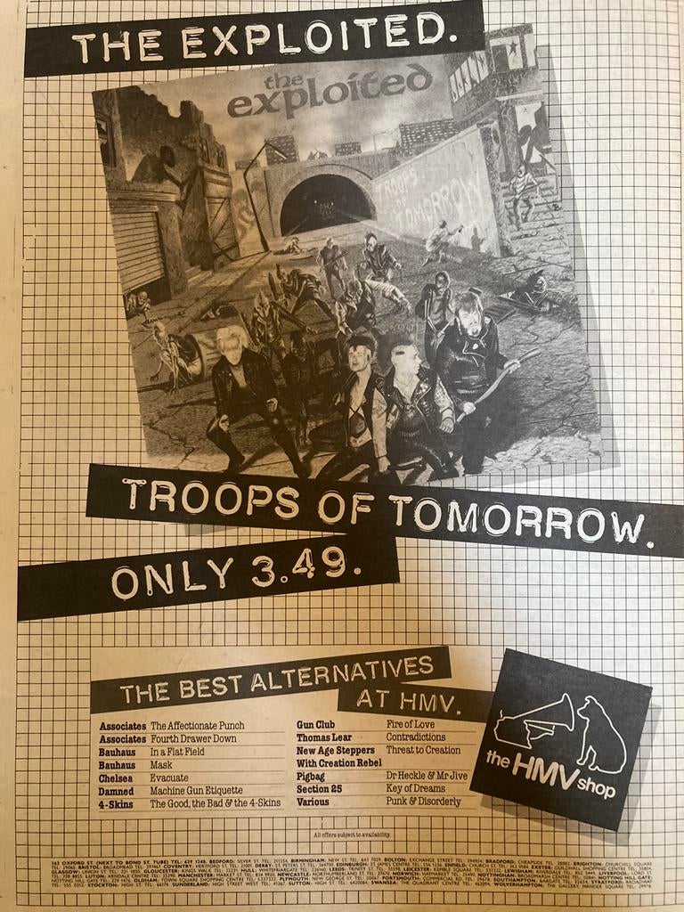 EXPLOITED Troops Of Tomorrow A3 advertentie, Ophalen of Verzenden