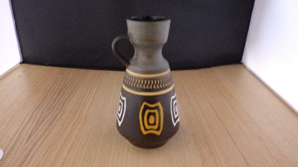mooie vaas met geometrische figuren, Ophalen of Verzenden, Gebruikt, Meerkleurig, Steen/keramiek