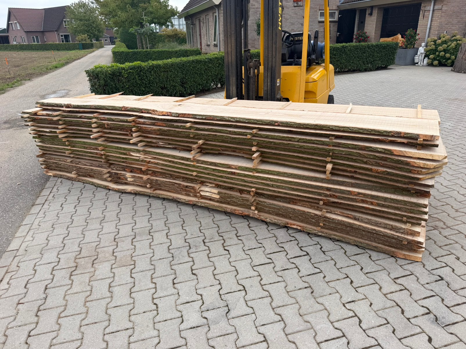 35 eiken schaaldelen 430x30-40x2,5 cm voor 1500 euro !!, Tuin en Terras, Ophalen, Zo goed als nieuw, 250 cm of meer, Planken