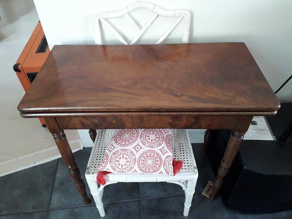 Biedermeier kaarttafel 19e eeuw Mahonie, Ophalen of Verzenden