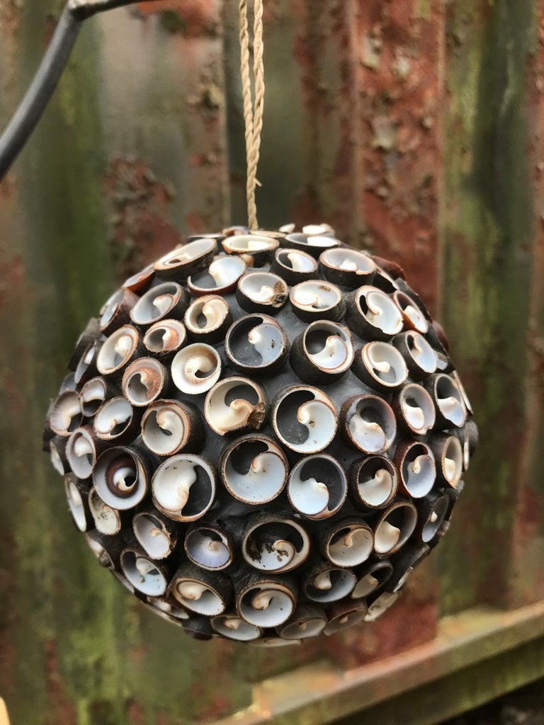 Schelpenbol decoratief uit Java indonesie schelp bol 10 cm, Verburgt Vintage, Meerkleurig, Overige materialen, Boho