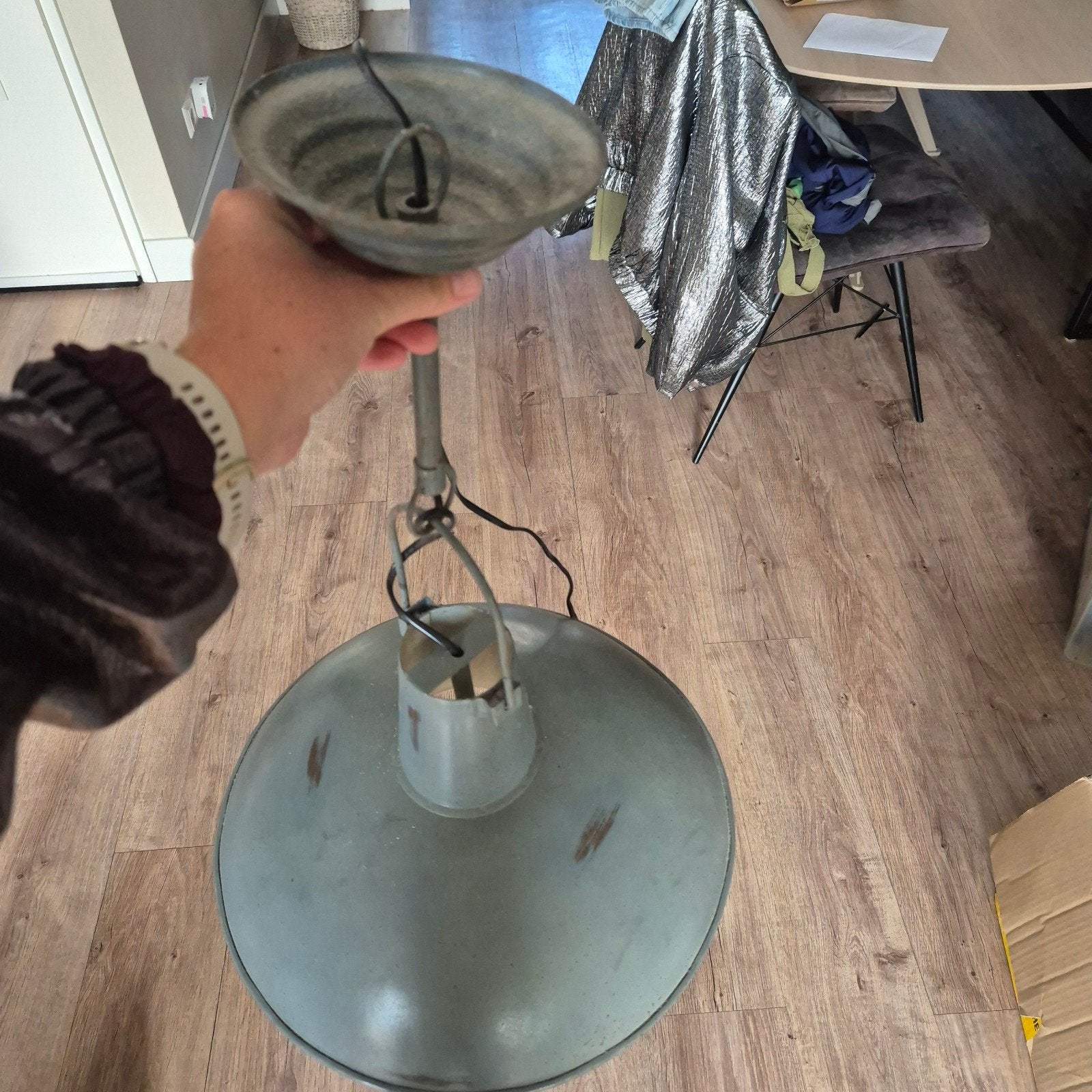 Stoere industriële vintage pure hanglamp antraciet Kidsdepot, Gebruikt, Industrieel, Stoer, Metaal, E27 (groot)