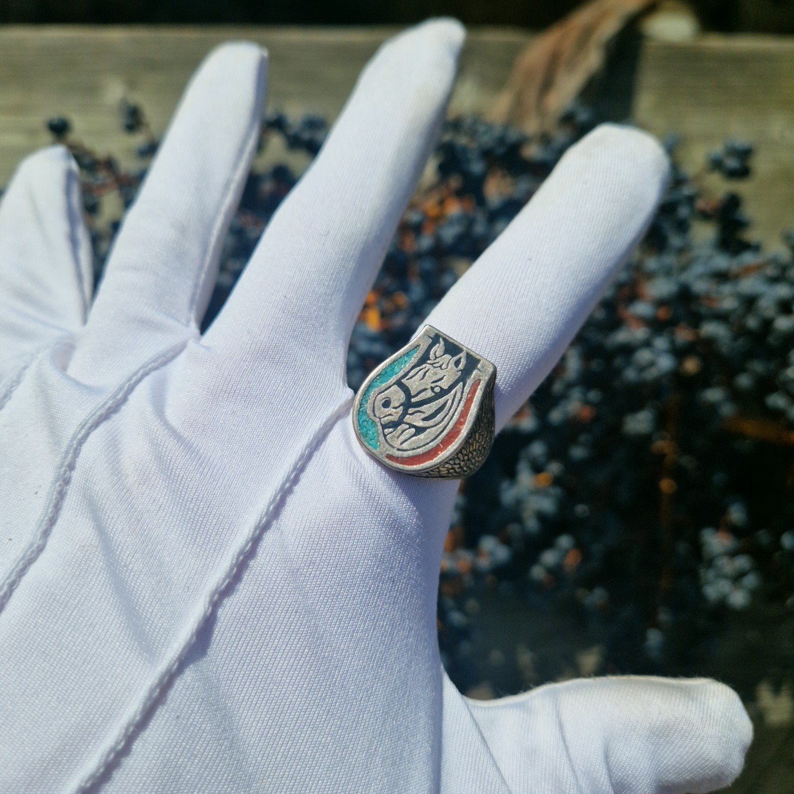 Vintage G&S Ringen biker ringen met edelstenen, Sieraden, Tassen en Uiterlijk, Ringen, Overige materialen, Gebruikt, Ophalen of Verzenden
