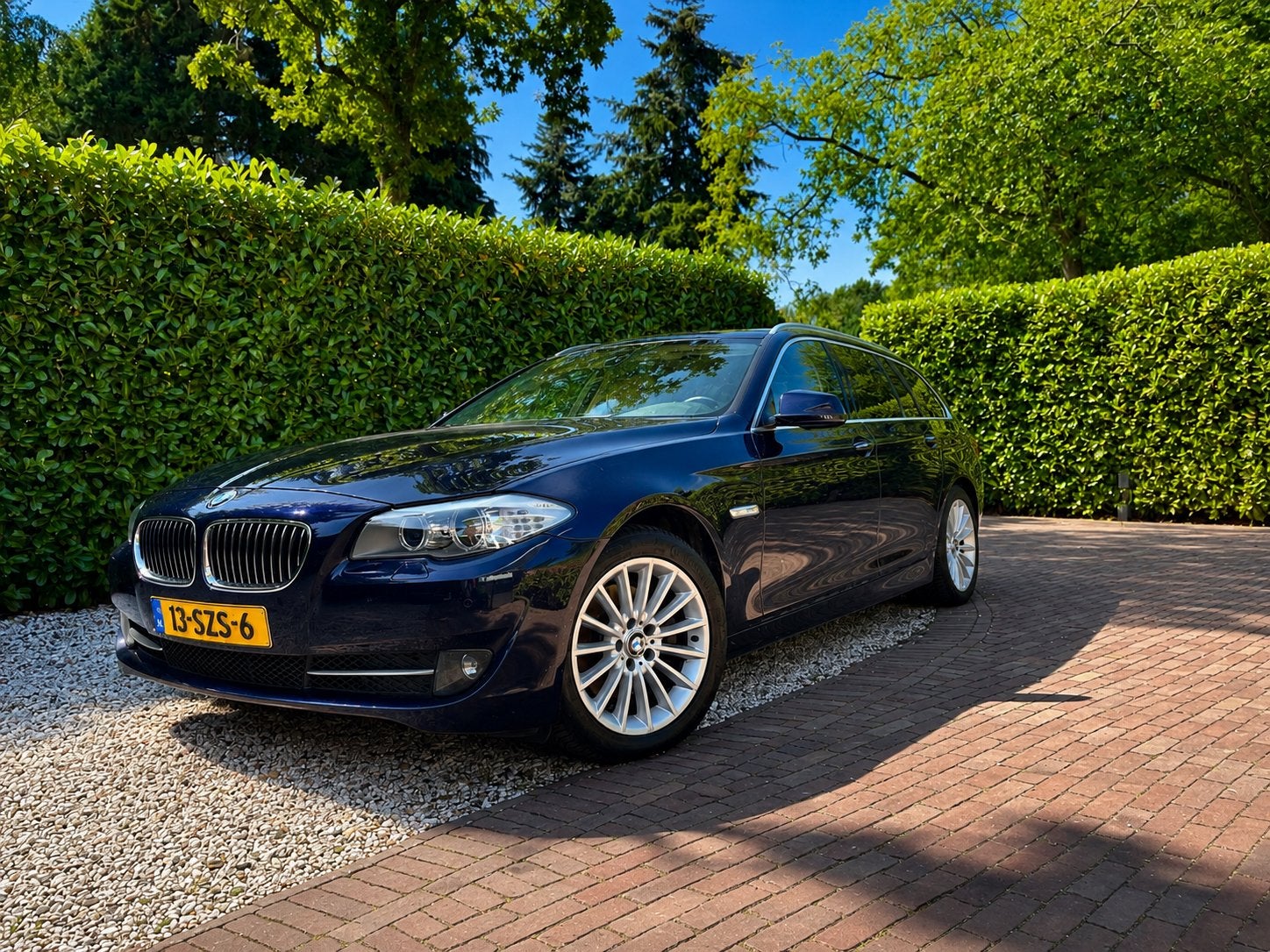 BMW 5-Serie 520I 135KW Touring Aut8 2012 Blauw, 4 cilinders, 2000 kg, Blauw, Origineel Nederlands