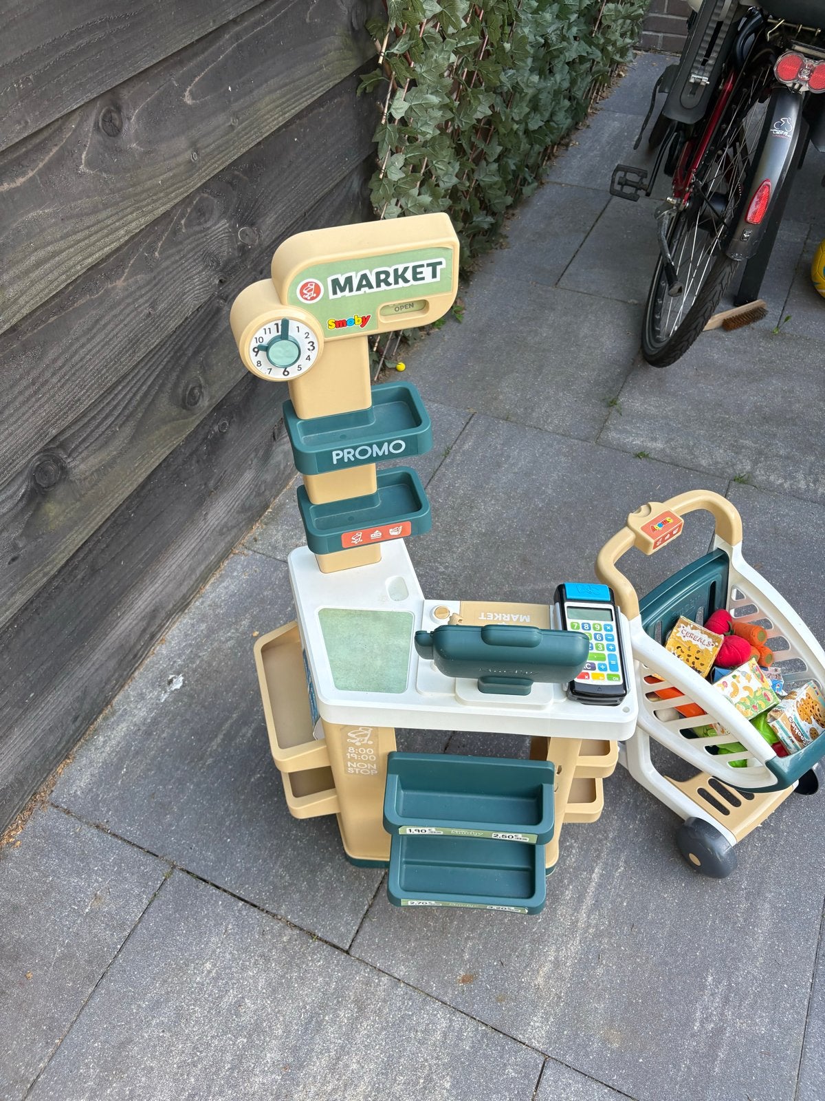 Smoby Markt voor kinderen met winkelwagen en accessoires, Ophalen, Gebruikt, Jongen of Meisje