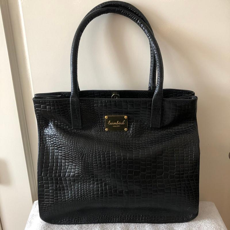 Leren tas shopper met crocoprint Laimbock Tridente handtas, Wilms, Zwart, Nieuw, Ophalen of Verzenden