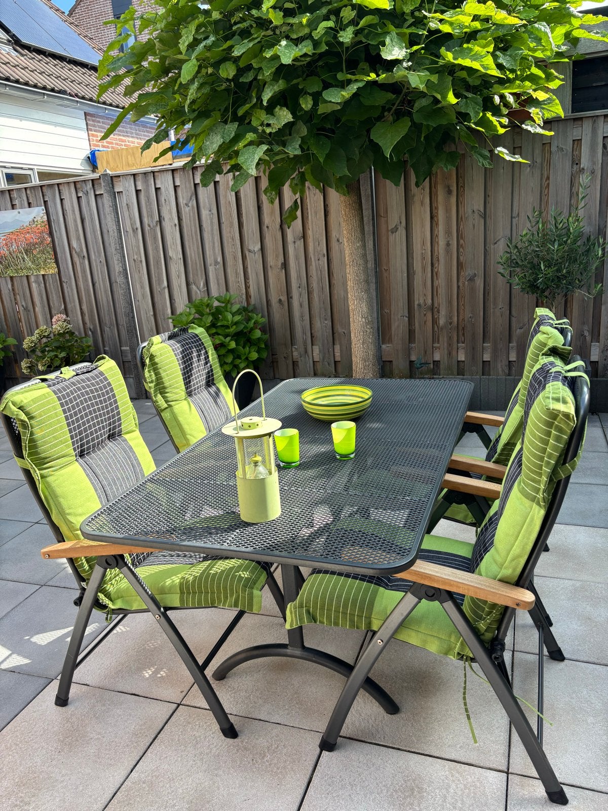 Royal Garden tuintafel, 4 tuinstoelen met Cinderella kussens, Tuin en Terras, Ophalen of Verzenden, Zo goed als nieuw, Tuinset