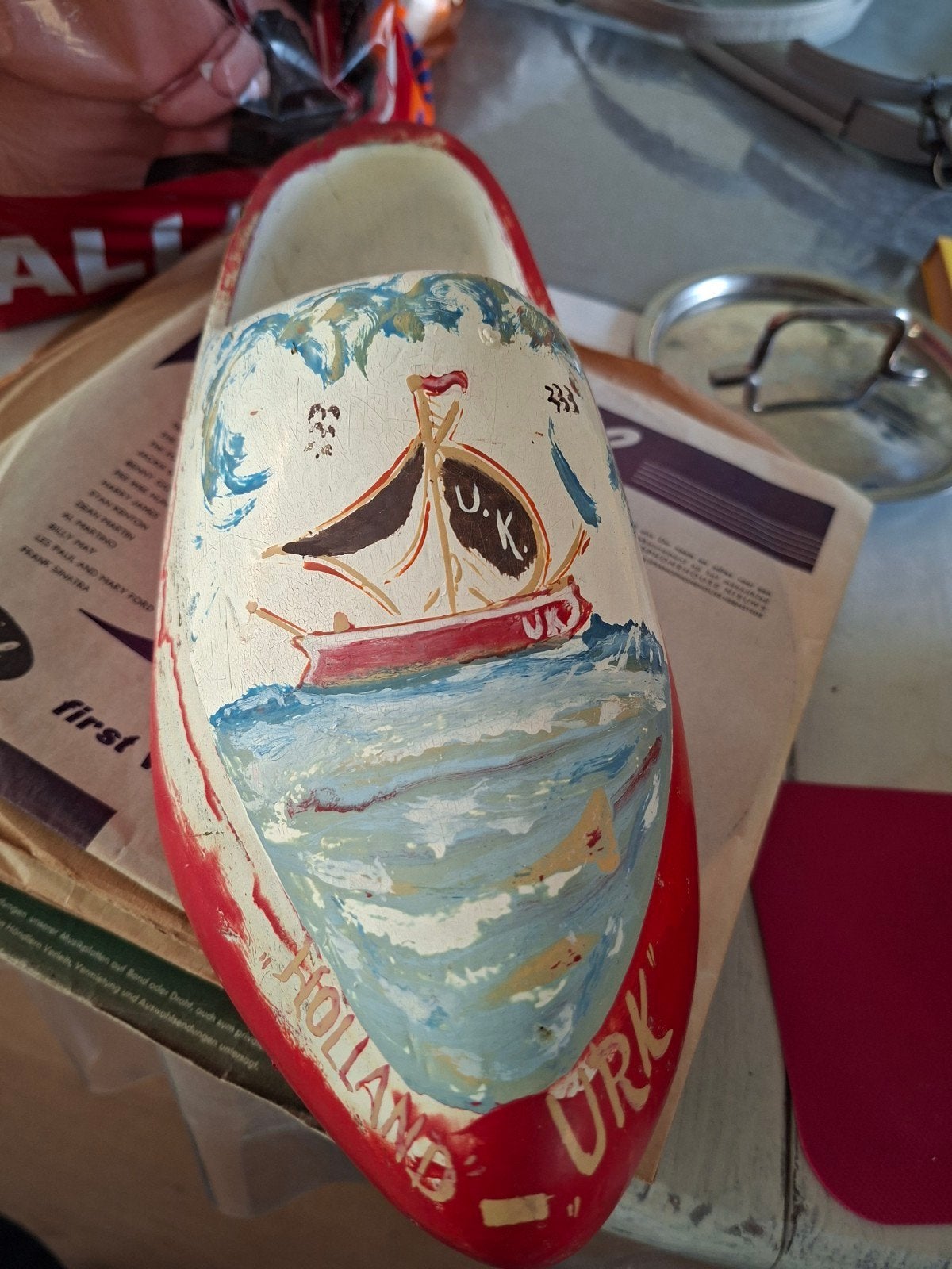 Decoratieve Houten Klomp Urk - Handgeschilderd, Ophalen of Verzenden