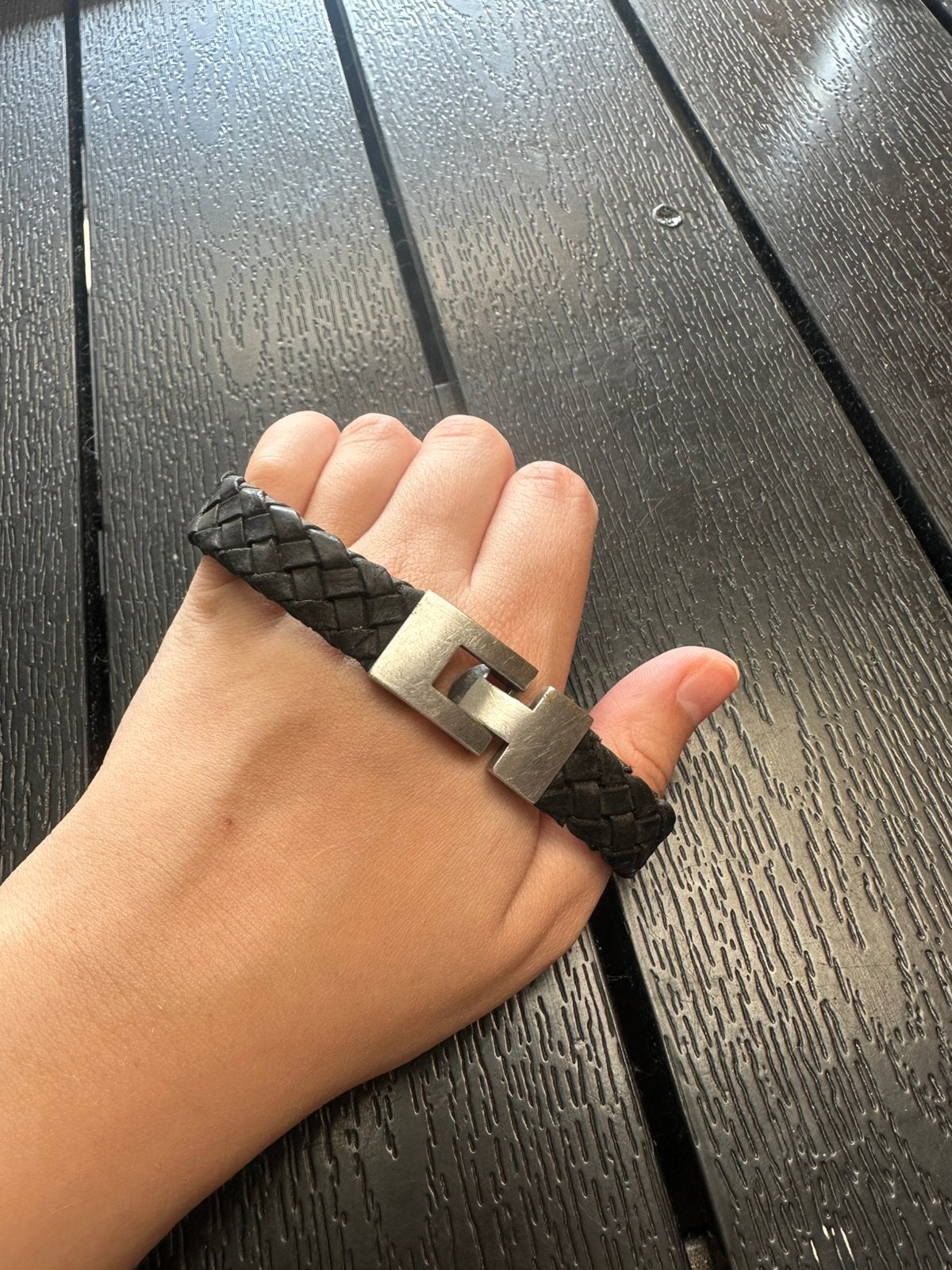 Zwarte leren armband voor heren, Ophalen of Verzenden, Zo goed als nieuw, Zwart, Leer