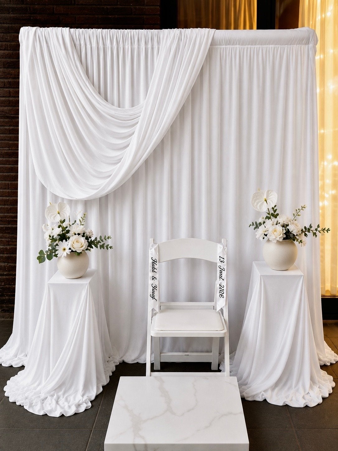 Backdrop gordijnen 2mx2m, Ophalen of Verzenden, Gebruikt, Versiering, Geboorte of Huwelijk