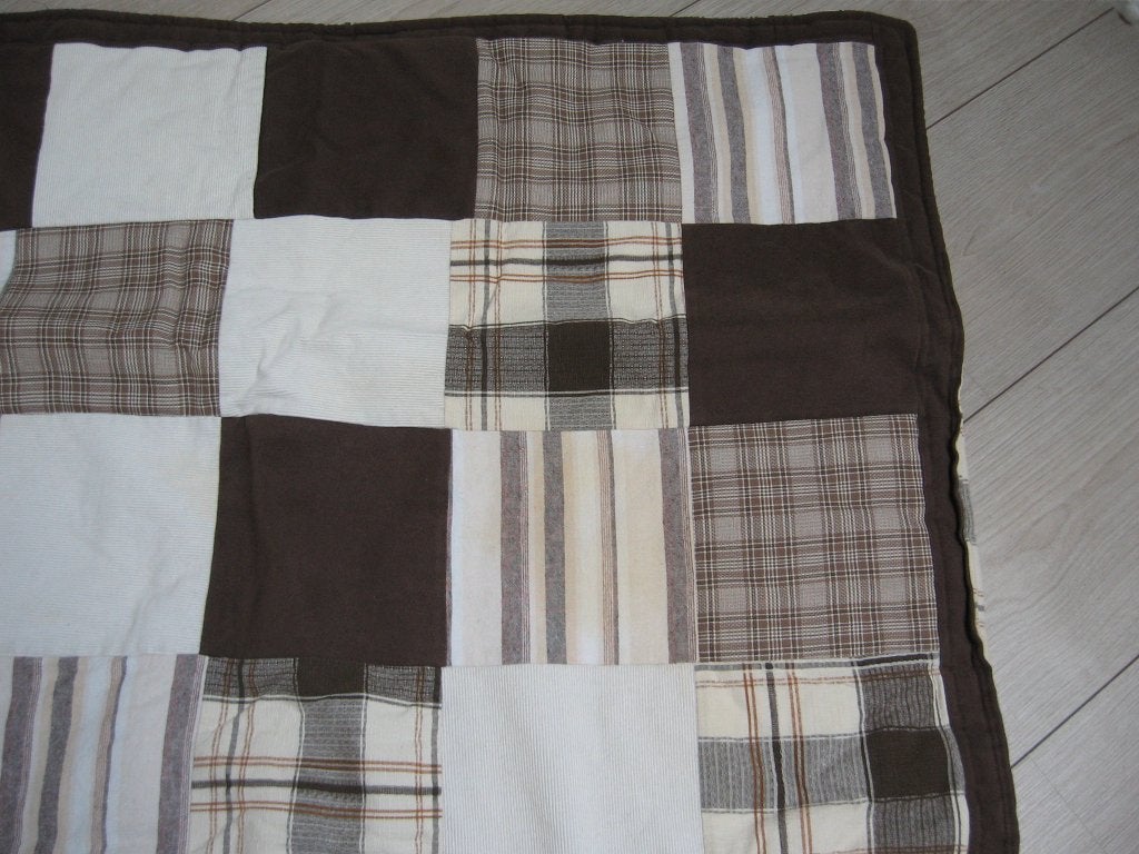 Pats work boxkleed 100 x 100 cm €15.00 Hand made bruin tint., Kinderen en Baby's, Ophalen of Verzenden, Zo goed als nieuw, Vierkant