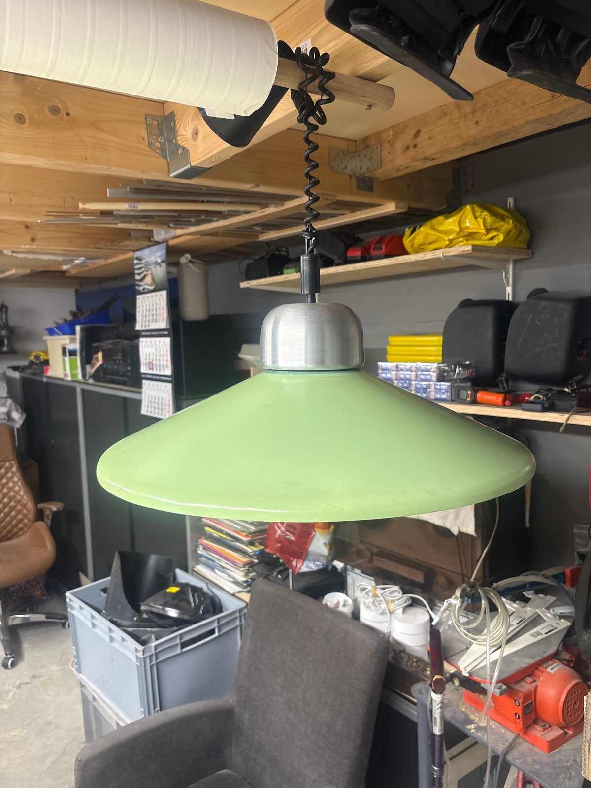 Vintage Groene Industriële Hanglamp - Werkplaatslamp, D, Gebruikt, Z, D