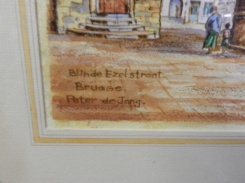 Schilderij / prent Blinde Ezelstraat Brugge, door Peter de J, Ophalen of Verzenden, 'T Olde Gre-j, Info@toldegrej.nl, Endepoelstraat 20f Didam