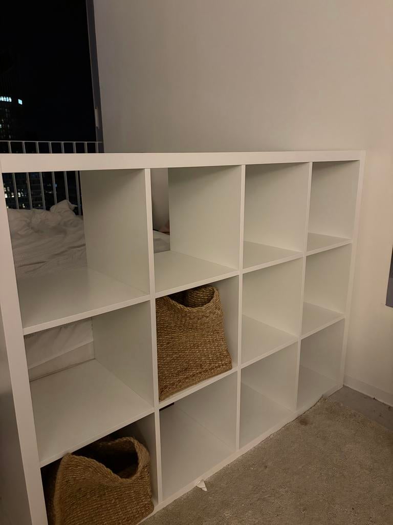 IKEA Kallax kast 4x3 met 2 manden en 2 lade-units, Ophalen, 100 tot 150 cm, Zo goed als nieuw, Minder dan 150 cm