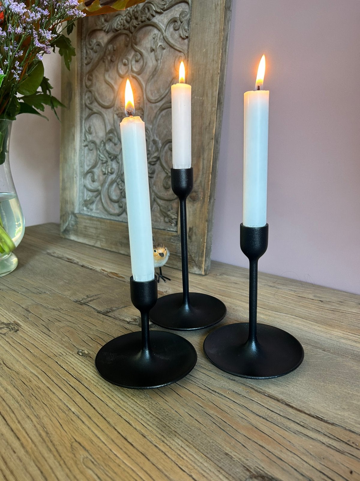 Kandelaarset 3 delig Ikea, Huis en Inrichting, Woonaccessoires | Kandelaars en Kaarsen, Ophalen of Verzenden, Zwart, IKEA