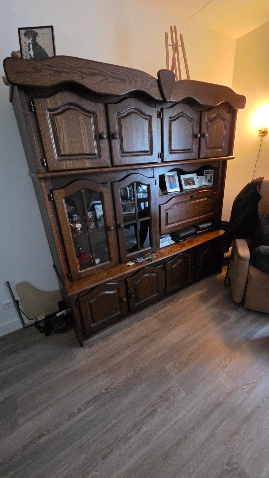 Massief eikenhouten wandmeubel - Klassiek design, Ophalen of Verzenden, Zo goed als nieuw