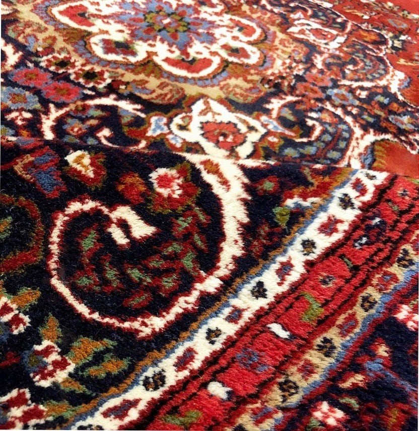 Groot perzisch tapijt handgeknoopt Tabriz 50 Raj, Gebruikt, 200 cm of meer, Ophalen of Verzenden, Zwart