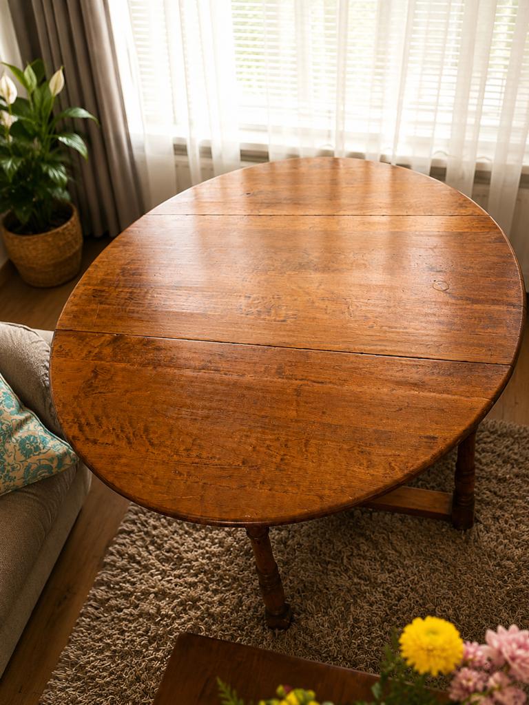 Engelse houten eettafel met 4 Windsor stoelen, Huis en Inrichting, Ophalen, Gebruikt, 200 cm of meer, 50 tot 100 cm